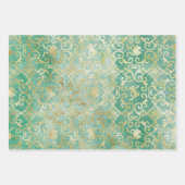 Feuille De Papier Cadeau Beau design antique vert et or   (Devant 2)