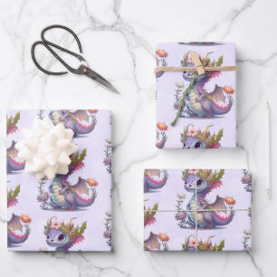 Feuille De Papier Cadeau Beau Dragon avec élégante Couronne