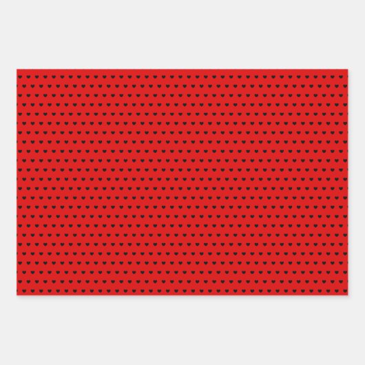 Feuille De Papier Cadeau Beau Et Élégant Rouge Et Coeurs Noirs Motif (Devant 3)