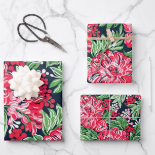 Feuille De Papier Cadeau Beau Festif Floral