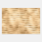 Feuille De Papier Cadeau Beau Mariage à rayures or (Devant)