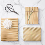 Feuille De Papier Cadeau Beau Mariage à rayures or<br><div class="desc">Beau papier pour don mariage. Un brillant papier doré rayé pour un mariage</div>