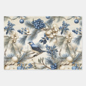 Feuille De Papier Cadeau Beau Mélange de Noël Bleu (Devant 3)