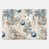Feuille De Papier Cadeau Beau Mélange de Noël Bleu (Devant 2)