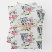 Feuille De Papier Cadeau Beau Motif de portrait de tête de léopard (En situation)