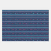 Feuille De Papier Cadeau Beau Motif de tricot bleu (Devant 3)