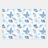 Feuille De Papier Cadeau Beau Motif papillon avec nom Anniversaire (Devant 3)