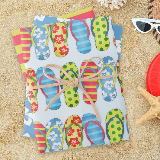 Feuille De Papier Cadeau Beau Motif Simple Flip Flops été
