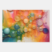 Feuille De Papier Cadeau Beau Orange Green Liquid Pour Cells Art (Devant 3)