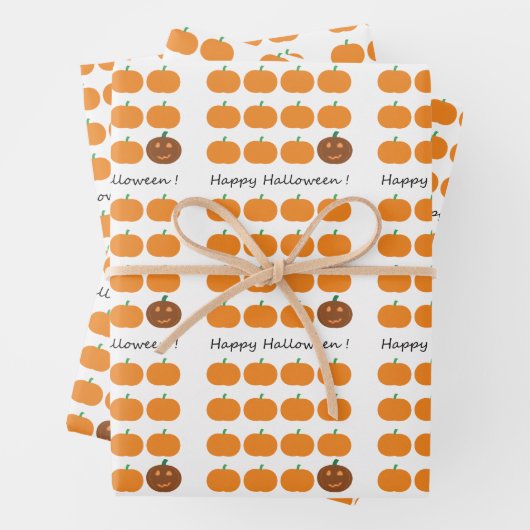 Feuille De Papier Cadeau Beau Patch Citrouille Halloween (En situation)