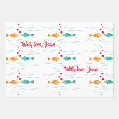 Feuille De Papier Cadeau Beau poisson de mer en amour (Devant 3)