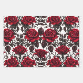 Feuille De Papier Cadeau Beau Rose gothique rouge (Devant)