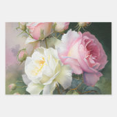 Feuille De Papier Cadeau Beau Roses aquarelle (Devant 3)