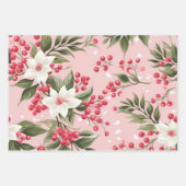 Feuille De Papier Cadeau Beau Shabby Chic rose Noël Berry Floral (Devant)