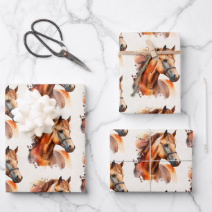 Feuille De Papier Cadeau Beau Sorrel Horse Portrait Motif