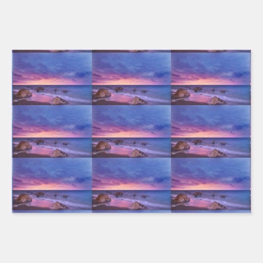 Feuille De Papier Cadeau Beau Sunset Coastal Photo Motif (Devant 3)
