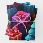 Feuille De Papier Cadeau Beau thème cadeau de Noël 3D (En situation)