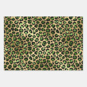 Feuille De Papier Cadeau Beau thème Safari vert et or  (Devant 2)