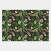 Feuille De Papier Cadeau Beau thème Safari vert et or  (Devant)