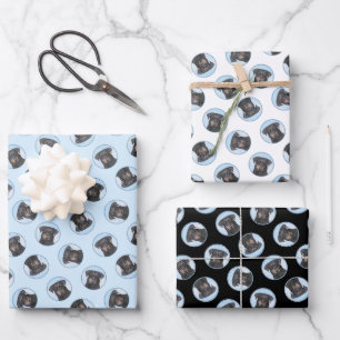 Feuille De Papier Cadeau Beauceron Noir et Feu Peinture Chien de Berger Mou