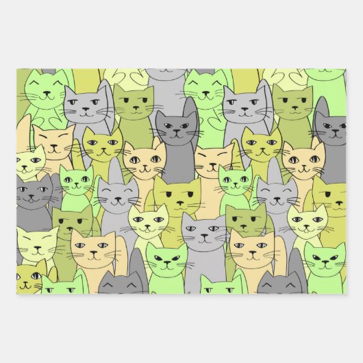 Feuille De Papier Cadeau Beaucoup de chats conception (Devant 3)