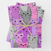 Feuille De Papier Cadeau Beaucoup de chats roses conception (En situation)