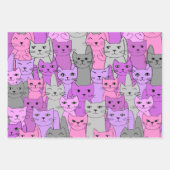 Feuille De Papier Cadeau Beaucoup de chats roses conception (Devant)
