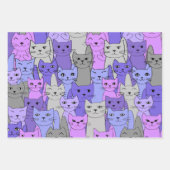 Feuille De Papier Cadeau Beaucoup de chats violets conception (Devant 3)