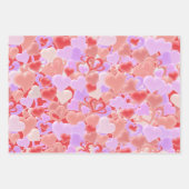 Feuille De Papier Cadeau Beaucoup de coeurs en optique 3D. (Devant 3)