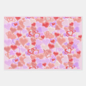 Feuille De Papier Cadeau Beaucoup de coeurs en optique 3D. (Devant 2)