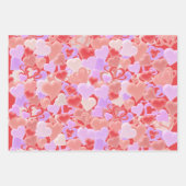 Feuille De Papier Cadeau Beaucoup de coeurs en optique 3D. (Devant)