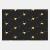 FEUILLE DE PAPIER CADEAU BEAUCOUP DE SCRIPT D'OR MODERNE AVEC LES COEURS (Devant 3)