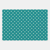 Feuille De Papier Cadeau Beauté élégante : Vert Bleu Turquoise & Pois Blanc (Devant 2)
