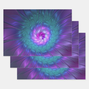 Feuille De Papier Cadeau Beauté florale Abstraite Fleur d'art fractionnée c