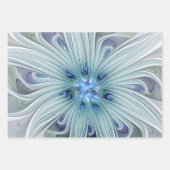 Feuille De Papier Cadeau Beauté florale Abstraite moderne Blue Pastel Flowe (Devant 3)