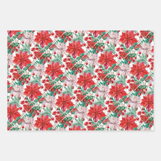 Feuille De Papier Cadeau Beautiful red and white Christmas poinsettia (Devant)