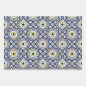 Feuille De Papier Cadeau 💗 Beaux Azulejos bleus et jaunes, (Devant)