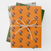 Feuille De Papier Cadeau Beaux castors de Noël (En situation)