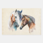 Feuille De Papier Cadeau Beaux Chevaux Style Boho Occidental (Devant 2)