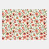 Feuille De Papier Cadeau Beaux coquelicots à l'aquarelle orange Floral (Devant)