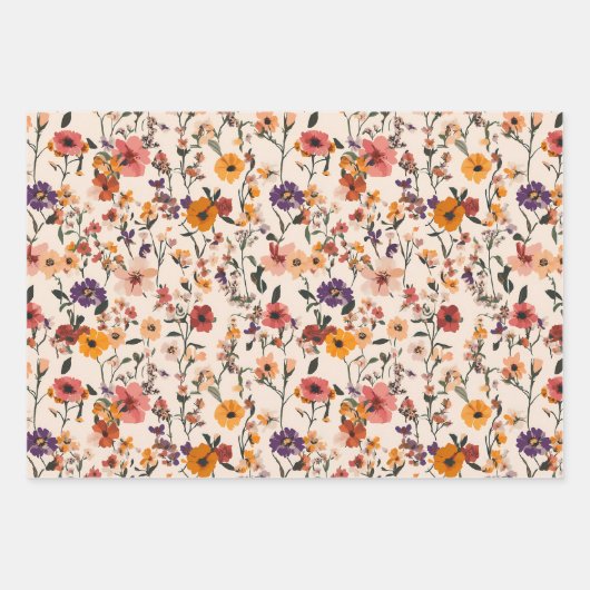 Feuille De Papier Cadeau Beaux Jardins de Fleurs Floraux (Devant)