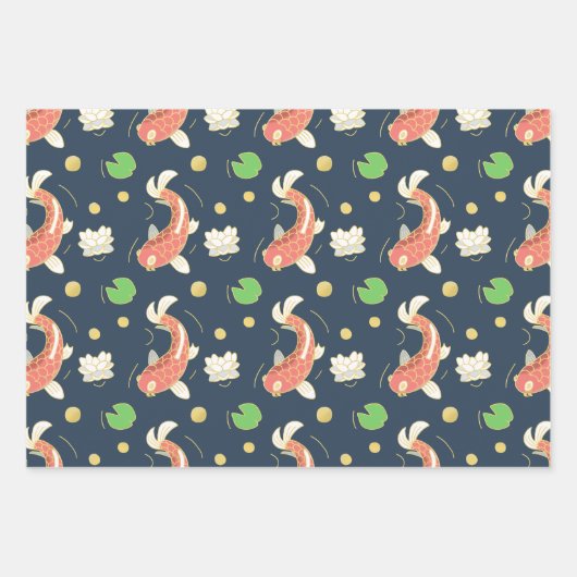 Feuille De Papier Cadeau Beaux Koi Rouges (Devant)