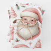 Feuille De Papier Cadeau Beaux modèles de Noël Pastel Rose (En situation)