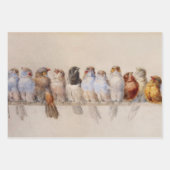 Feuille De Papier Cadeau Beaux oiseaux Aquarelle Perche des oiseaux (Devant 3)