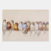 Feuille De Papier Cadeau Beaux oiseaux Aquarelle Perche des oiseaux (Devant 2)