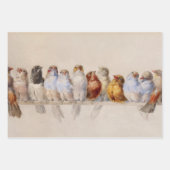 Feuille De Papier Cadeau Beaux oiseaux Aquarelle Perche des oiseaux (Devant)