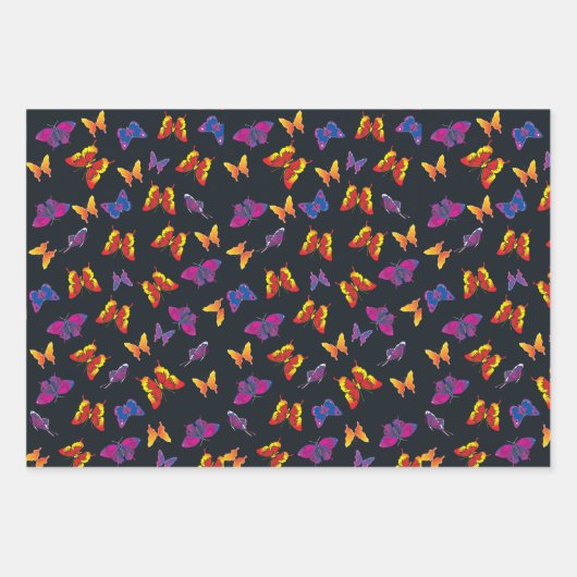 Feuille De Papier Cadeau Beaux papillons (Devant)