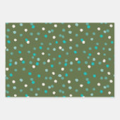 Feuille De Papier Cadeau Beaux spots Pois d'hiver en vert et Turquoise (Devant)