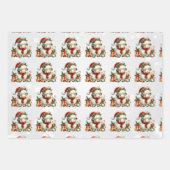 Feuille De Papier Cadeau Bébé Agneaux blancs Enfants de Noël (Devant)