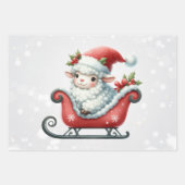 Feuille De Papier Cadeau Bébé Agneaux blancs Enfants de Noël (Devant 3)